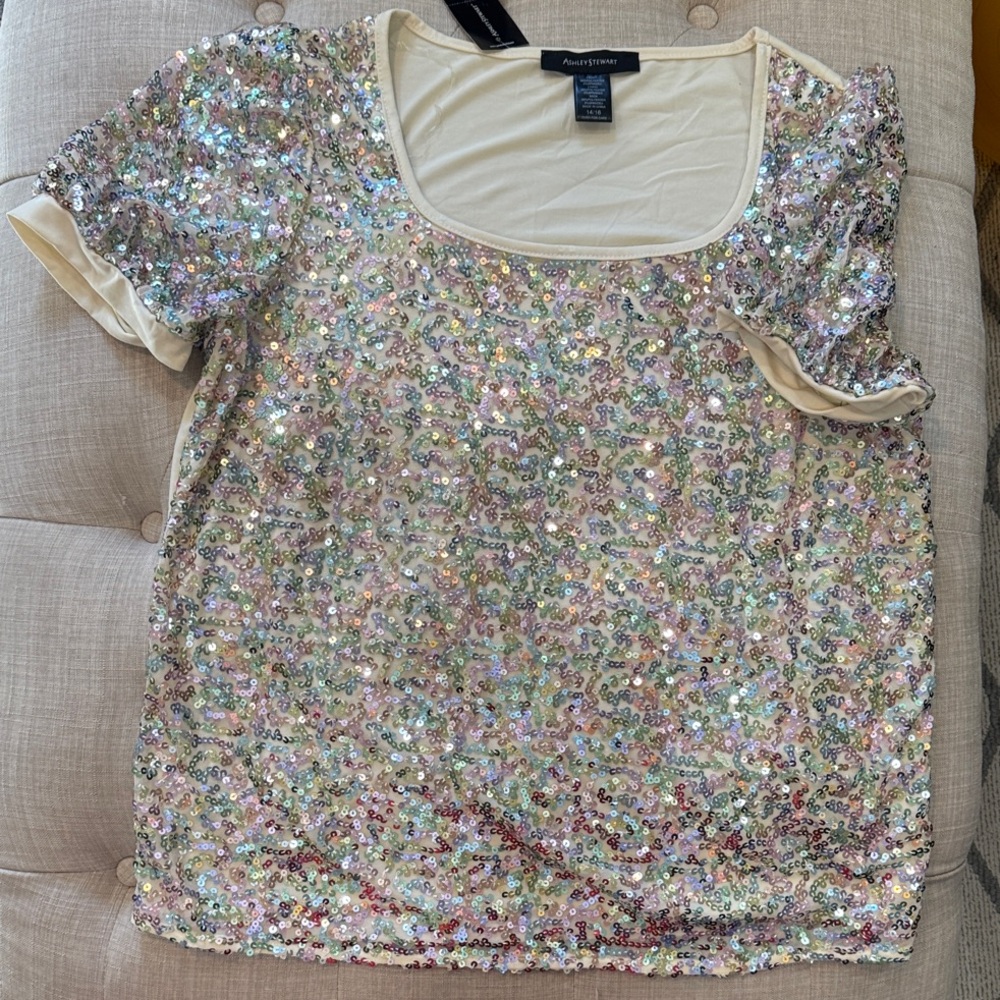 Ashley Stewart Sparkling Sequin Blouse size 14/16